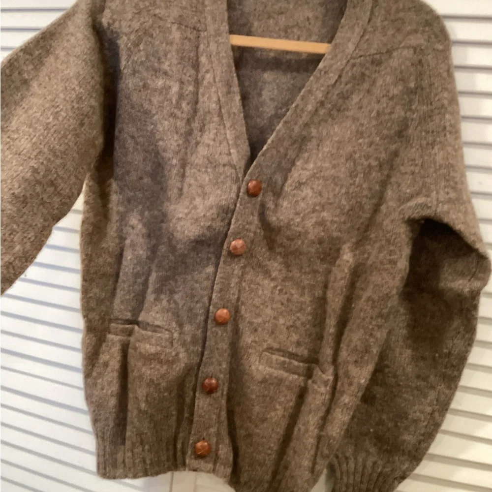 Saks Fifth Avenue Vintage Brown Tweed Cardigan 1960s Rare 100% wool RARE - Picture 2 of 13